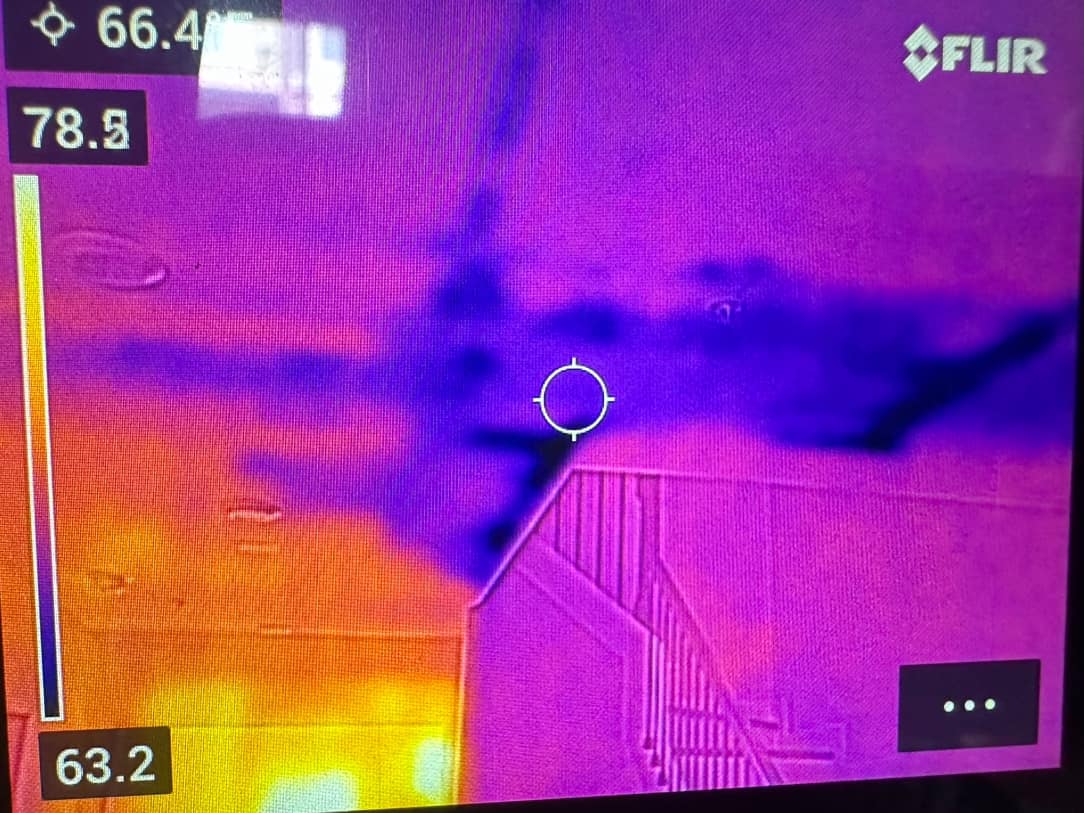 FLIR thermal imaging camera detecting hidden moisture behind walls during water damage assessment